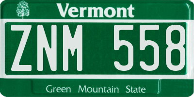 VT license plate ZNM558