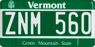 VT license plate ZNM560