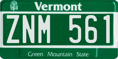 VT license plate ZNM561