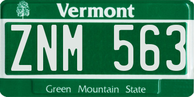 VT license plate ZNM563