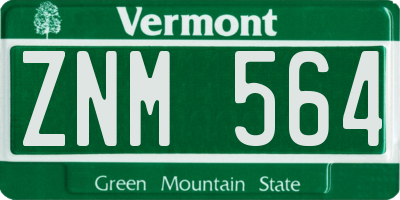 VT license plate ZNM564