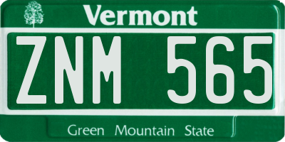 VT license plate ZNM565