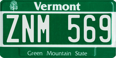 VT license plate ZNM569