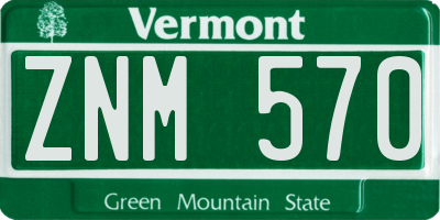 VT license plate ZNM570