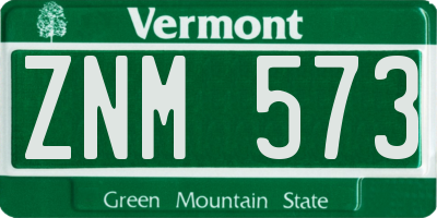 VT license plate ZNM573