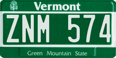 VT license plate ZNM574