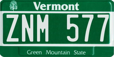 VT license plate ZNM577