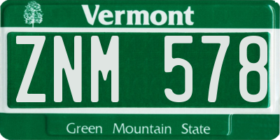 VT license plate ZNM578