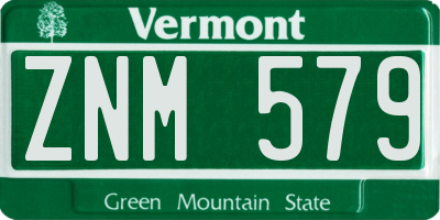 VT license plate ZNM579