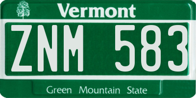 VT license plate ZNM583