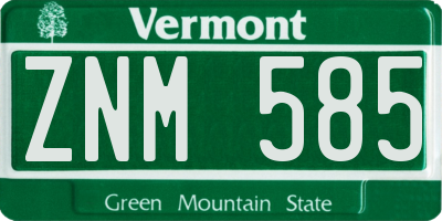 VT license plate ZNM585