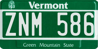 VT license plate ZNM586