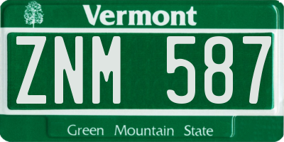 VT license plate ZNM587