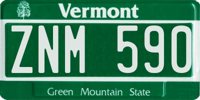 VT license plate ZNM590