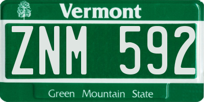 VT license plate ZNM592