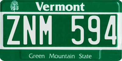 VT license plate ZNM594