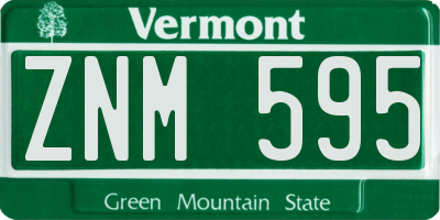 VT license plate ZNM595