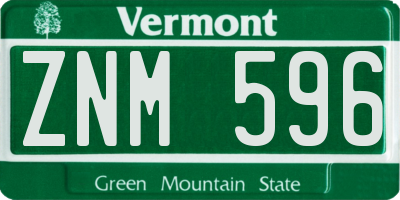 VT license plate ZNM596