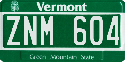 VT license plate ZNM604