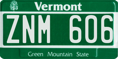 VT license plate ZNM606