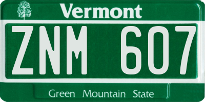 VT license plate ZNM607