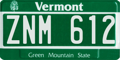 VT license plate ZNM612