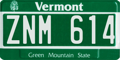 VT license plate ZNM614