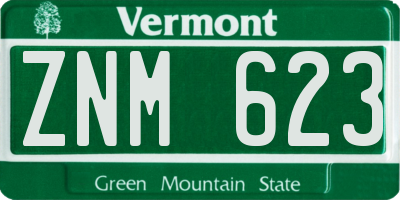 VT license plate ZNM623