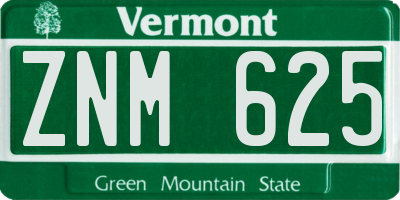 VT license plate ZNM625