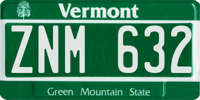 VT license plate ZNM632