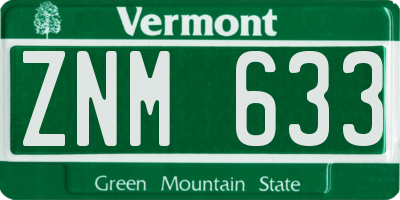 VT license plate ZNM633