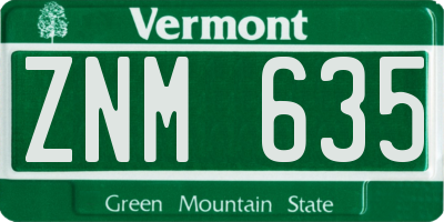 VT license plate ZNM635