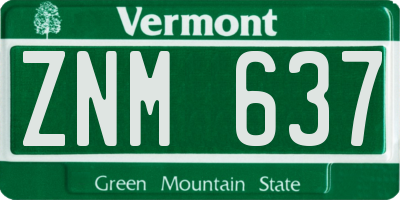 VT license plate ZNM637