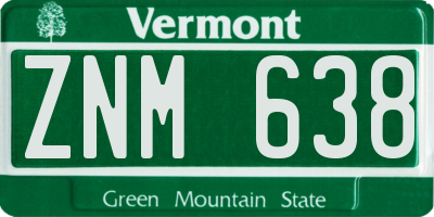 VT license plate ZNM638
