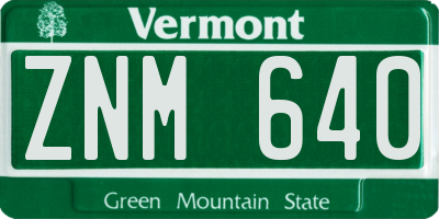 VT license plate ZNM640