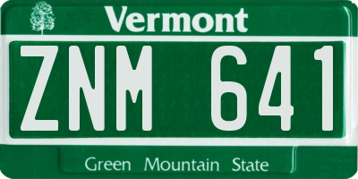 VT license plate ZNM641
