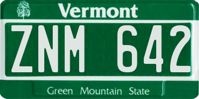 VT license plate ZNM642