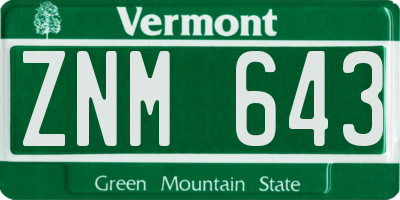 VT license plate ZNM643