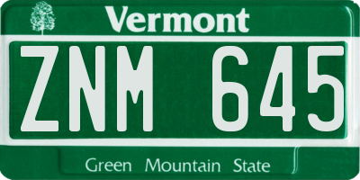 VT license plate ZNM645