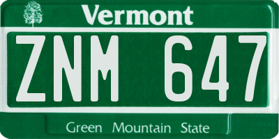 VT license plate ZNM647