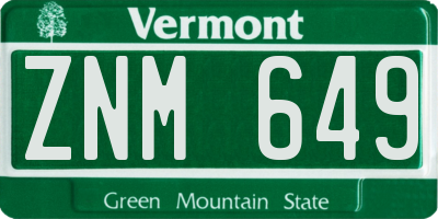 VT license plate ZNM649