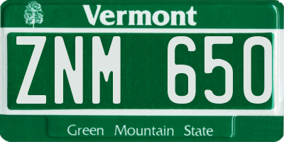 VT license plate ZNM650