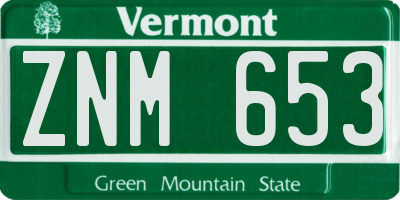 VT license plate ZNM653