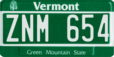 VT license plate ZNM654