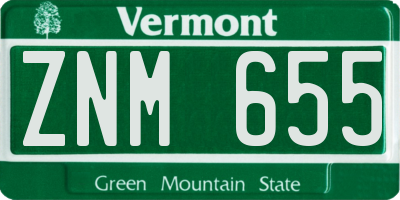 VT license plate ZNM655