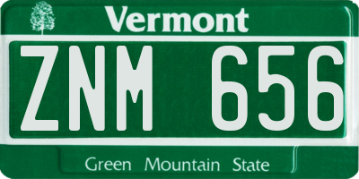 VT license plate ZNM656