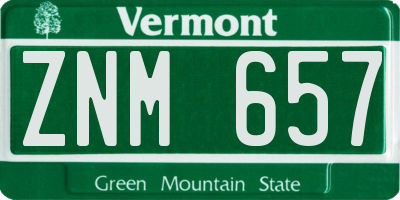 VT license plate ZNM657