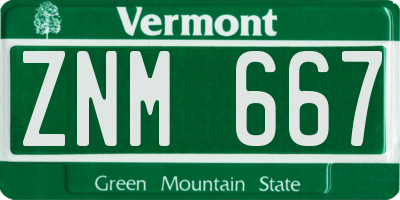 VT license plate ZNM667