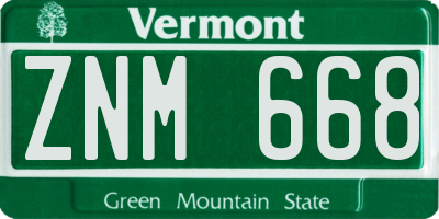VT license plate ZNM668
