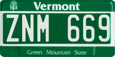VT license plate ZNM669